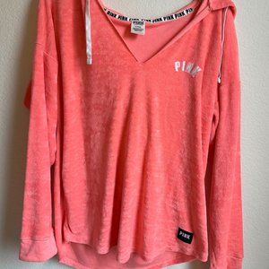 NEW Victoria Secret Pink Peach Terry Beach Cover-up Oversized Hoodie Size Medium